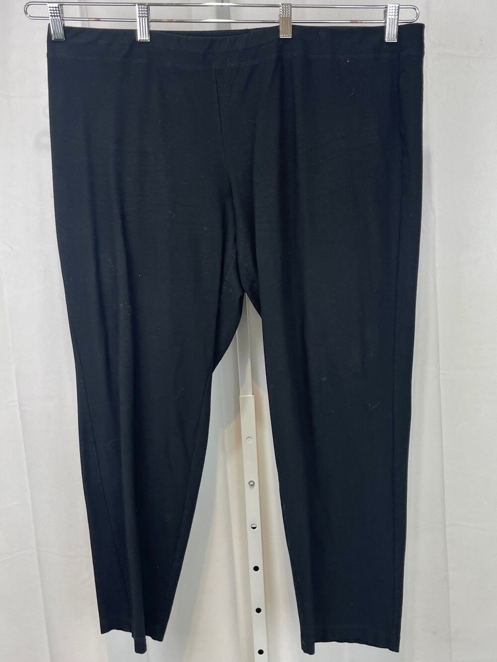 EILEEN FISHER System Pull On Ankle Pants Washable Stretch Crepe Black 2X Plus